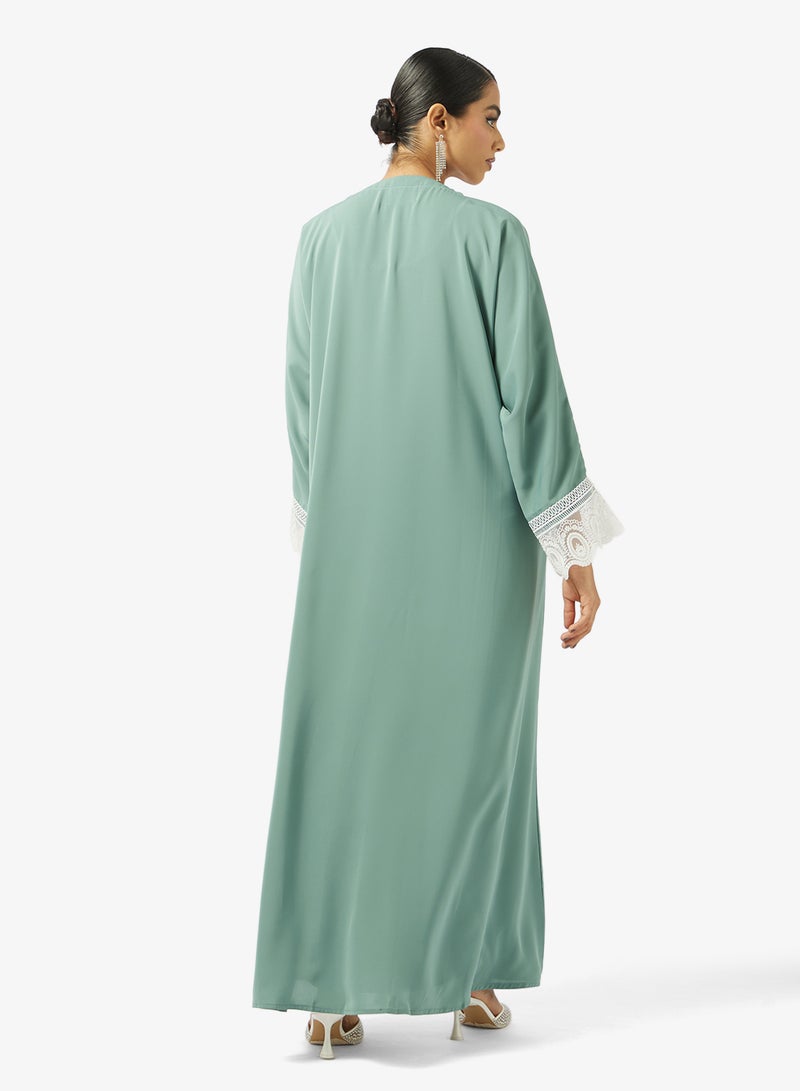 hayas closet Lace detail Abaya With Sheila - Image 2